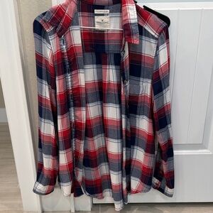 American Eagle Outfitters Red and Blue Plaid Shirt
